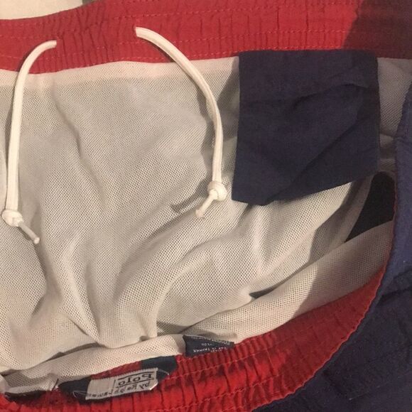 Polo by Ralph Lauren Men's Blue Red Drawstrings Swim Trunks Size Large - Picture 9 of 10